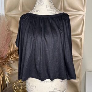 Deletta Anthropologie Black Flowy Blouse Batwing Sleeve Top XS/S
